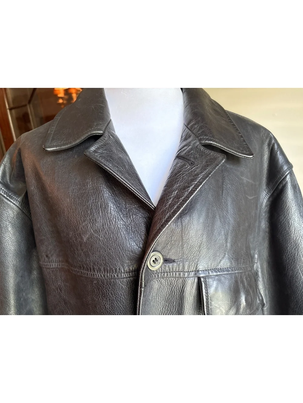 Vintage J. Crew Men’s Leather Car Coat L